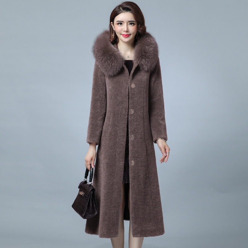 New women's cashmere coat, mid-length grain wool winter fur coat Specification image