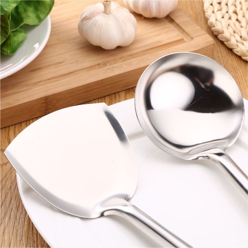 The manufacturer supplies a two-piece set of HD non-magnetic thickened stainless steel spatulas and kitchenware, as well as household heat-resistant soup spoons and pot spatulas details Picture