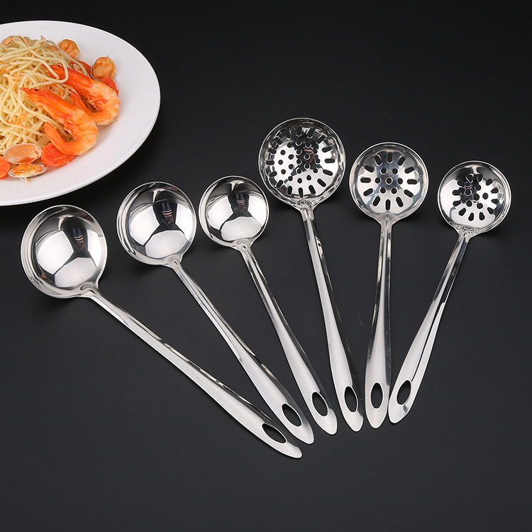 Stainless steel non-magnetic soup shell strainer, bare body, long handle, kitchen household porridge spoon, hot pot buffet, restaurant, online merchant gift