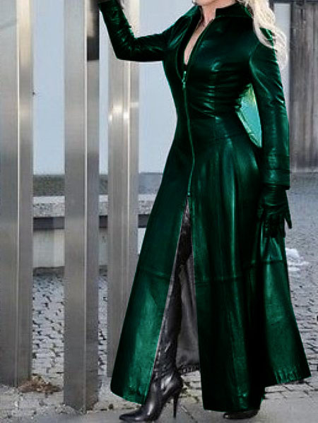 shopify Cross-border wish bestseller, Amazon AliExpress super-long pu stand-up collar leather jacket in stock, best-selling order Specification image