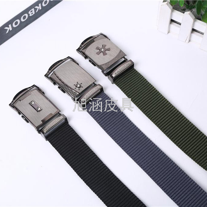 Fashion multicolor nylon ribbon belt manufacturers direct toothless clamshell buckle student belt durable thumbnail