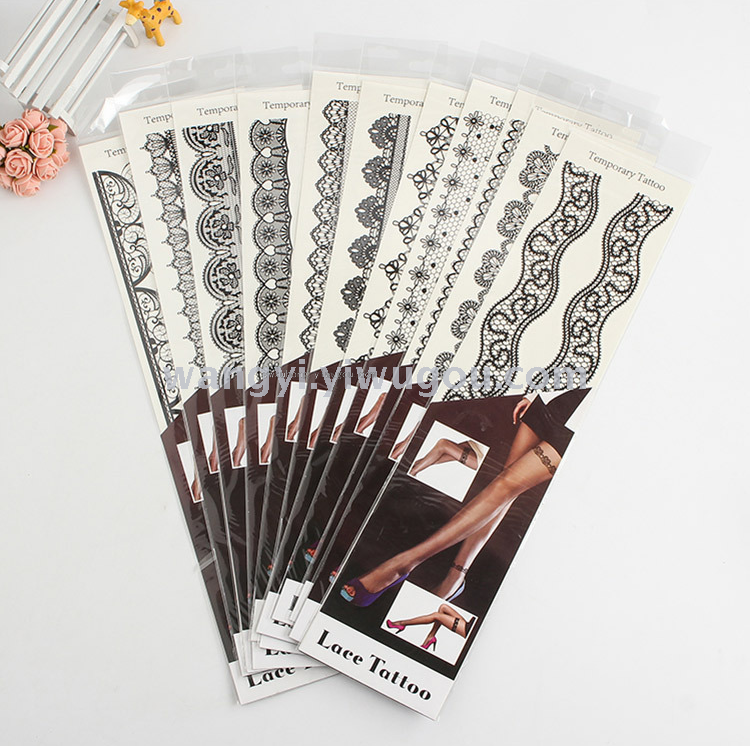 European and American sexy black lace thigh tattoo stickers, personalized tattoo stickers, sticker flower arms waterproof