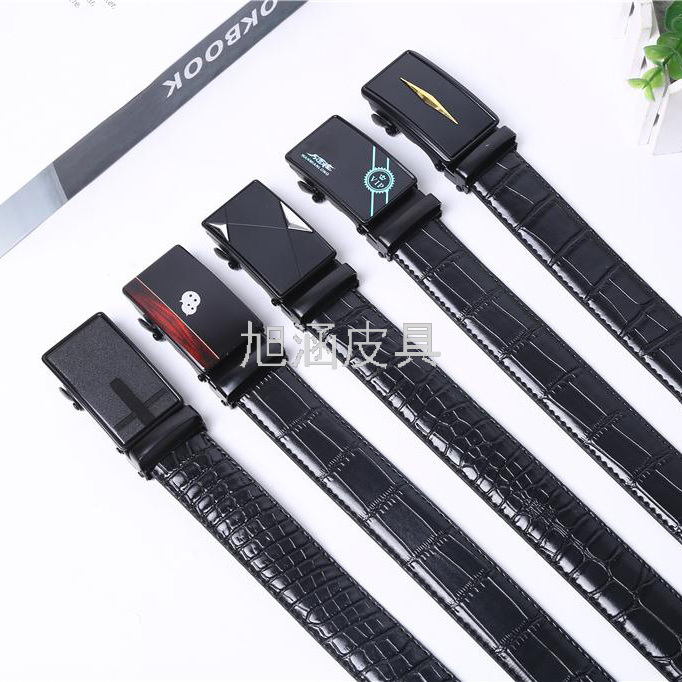 Croc belt factory direct men's business belt automatic buckle pu belt simple and generous foreign trade belt