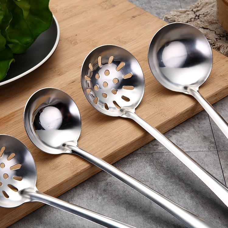 Stainless steel non-magnetic soup shell strainer, bare body, long handle, kitchen household porridge spoon, hot pot buffet, restaurant, online merchant gift Specification image