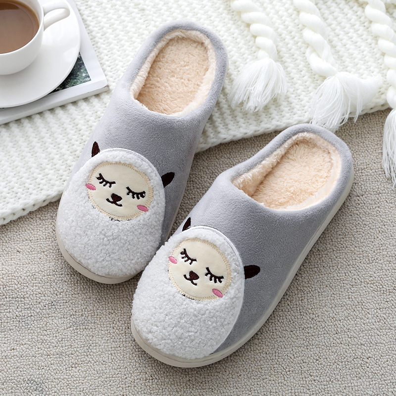 2020 New autumn and winter home slippers, indoor anti-slip and warm plush cotton slippers, cartoon cotton slippers for men and women Specification image