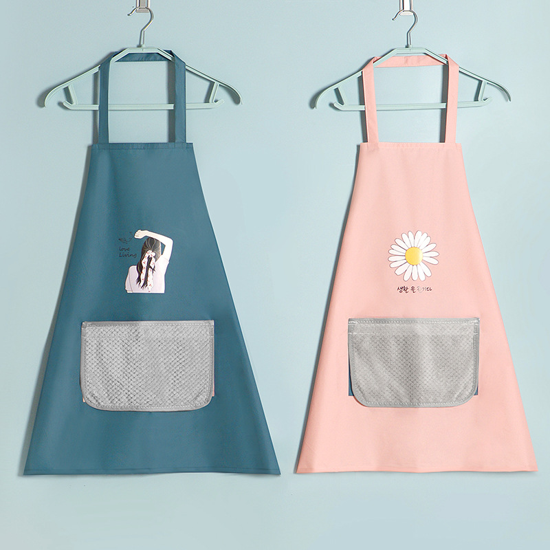 Kitchen apron, household waterproof and oil-resistant, Japanese-style hand-drying apron, Korean-style cover-up, dust-proof, cute and fashionable waistband