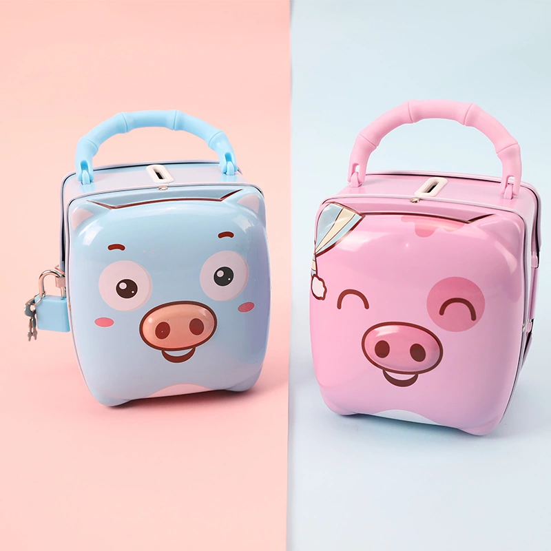Children's portable piggy bank, cartoon creative gift, money box, birthday present, cute little pig piggy bank Specification drawing