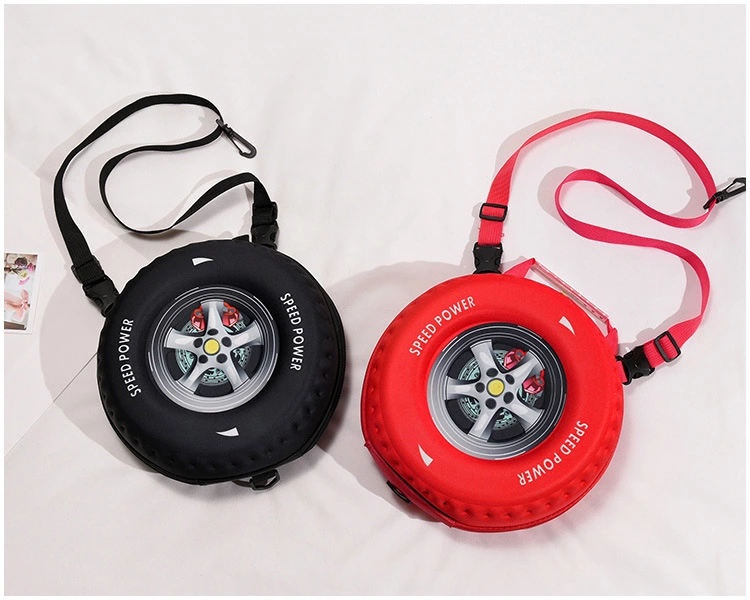 Bag Girl's 2020 new personalized and fashionable printed tire hip-hop Instagram new bestsellers single and double shoulder small round bags Specification drawing
