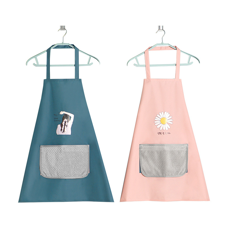 Kitchen apron, household waterproof and oil-resistant, Japanese-style hand-drying apron, Korean-style cover-up, dust-proof, cute and fashionable waistband Item Picture