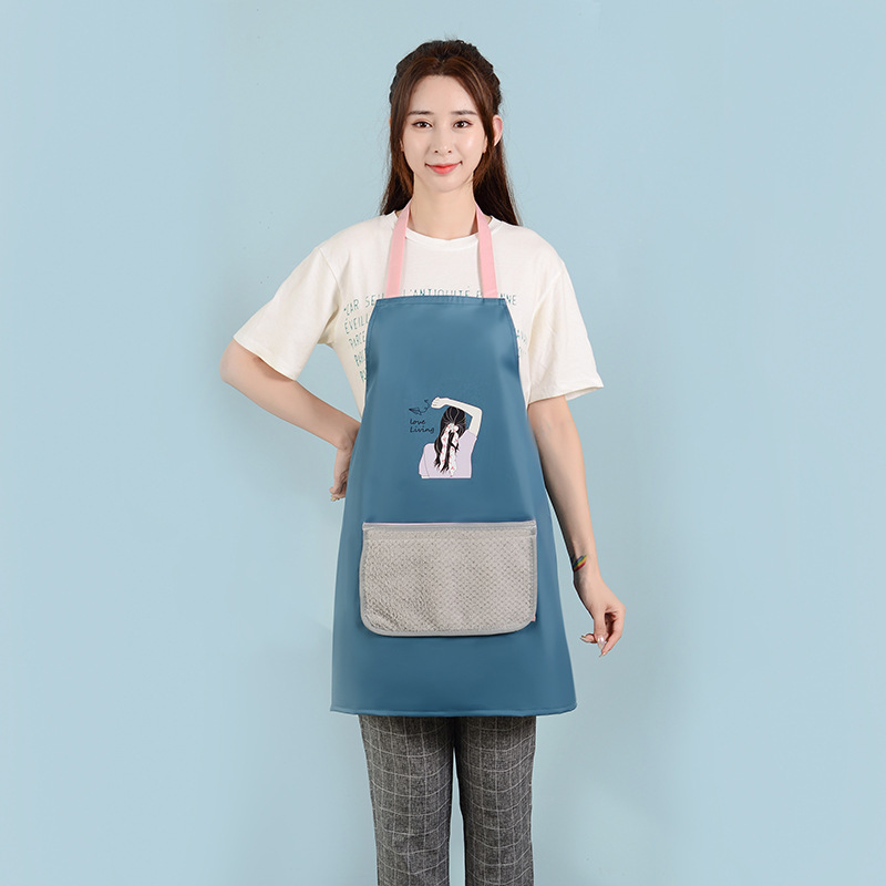 Kitchen apron, household waterproof and oil-resistant, Japanese-style hand-drying apron, Korean-style cover-up, dust-proof, cute and fashionable waistband details Picture