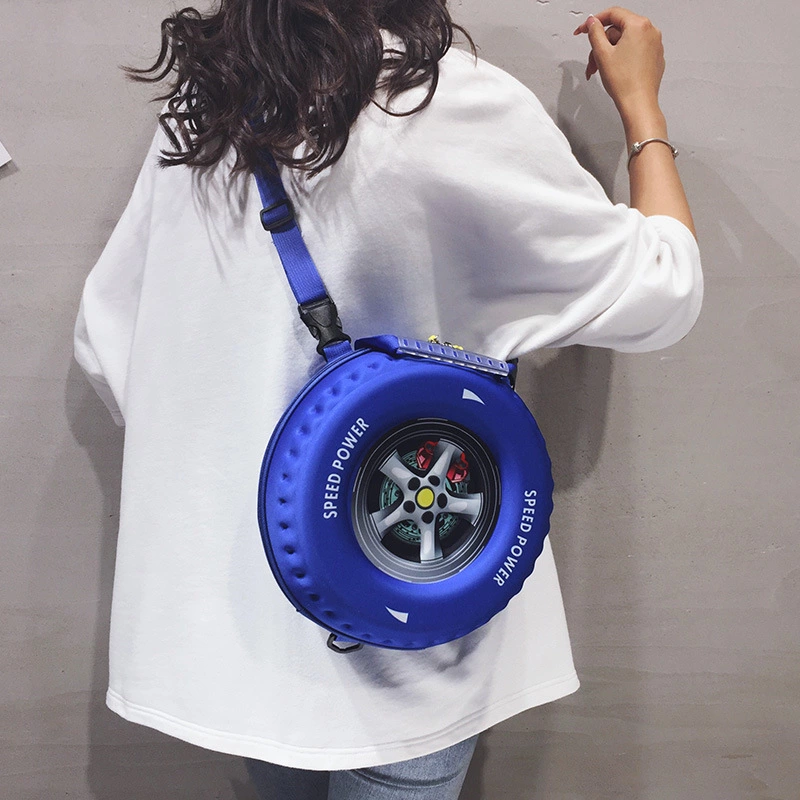 Bag Girl's 2020 new personalized and fashionable printed tire hip-hop Instagram new bestsellers single and double shoulder small round bags full figure