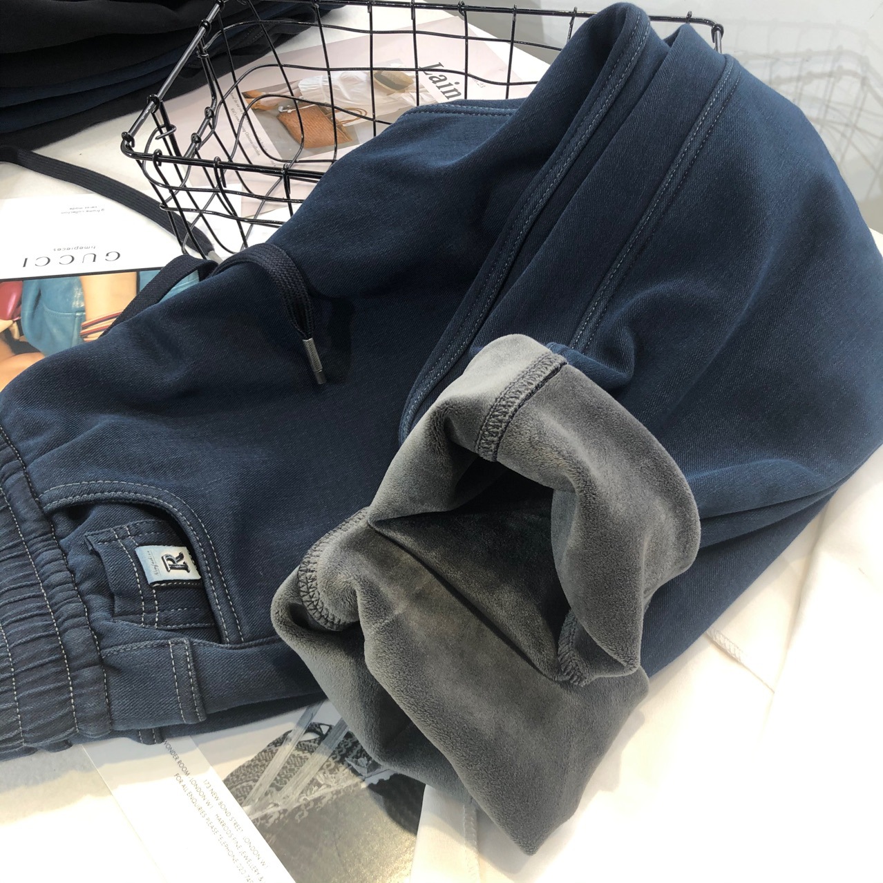 Thickened 600g denim dad pants, women's cotton loose long pants, high-waisted straight-leg pants, blue denim casual pants Application Scenario