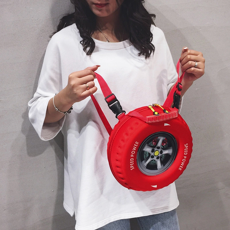 Bag Girl's 2020 new personalized and fashionable printed tire hip-hop Instagram new bestsellers single and double shoulder small round bags Application Scenario