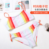 2020 hot kids and girls bikini stripe swimsuit parent-child two-piece swimsuit support customization