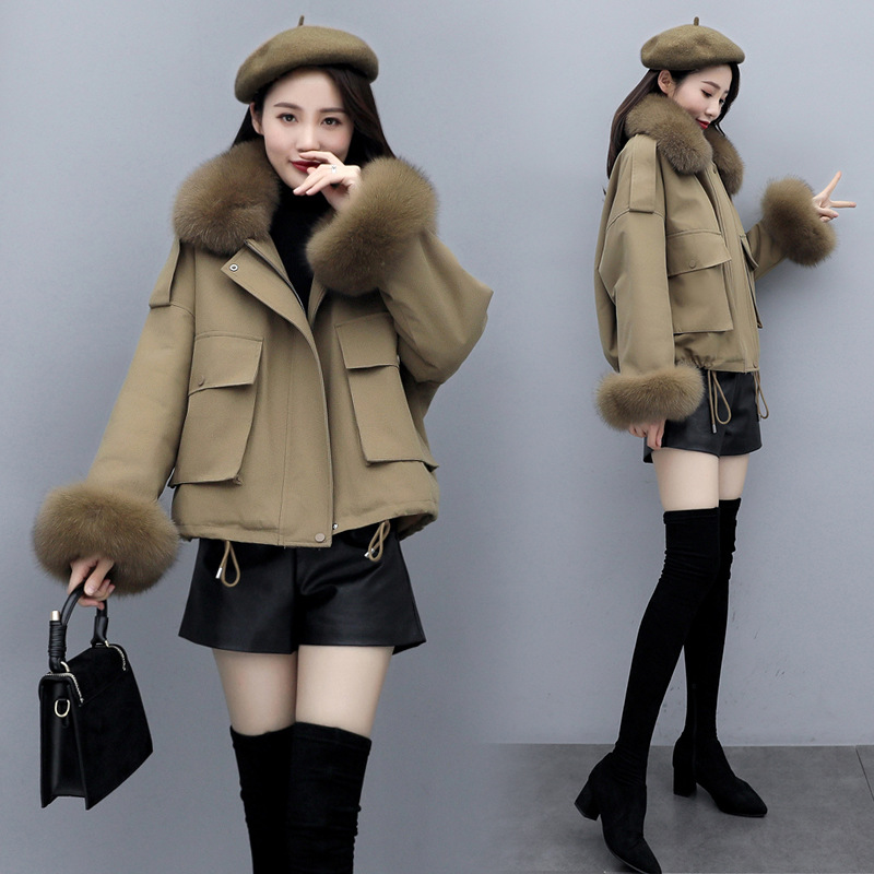 Down cotton-padded jacket for women, short style 2020 winter new Korean style, fashionable and loose, petite petite parka cotton-padded jacket with down cotton-padded jacket