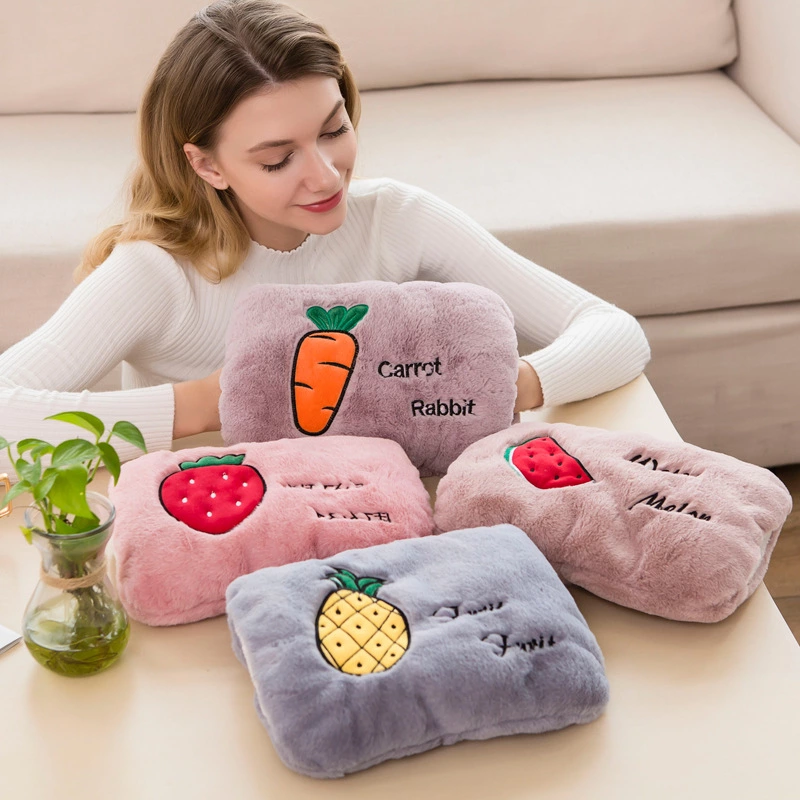 Cartoon dual-plug rechargeable rabbit fur hot water bag Hand warmer, electric warm water bag detachable explosion-proof hot water bag factory direct sales h details Picture
