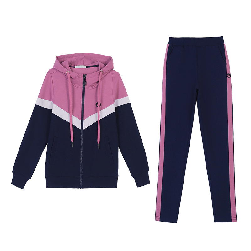 The 2020 new style of the Women's Spring and Autumn sports suit is fashionable and stylish. It features a long-sleeved sweatshirt, loose running wear and a casual two-piece set that is trendy Item Picture