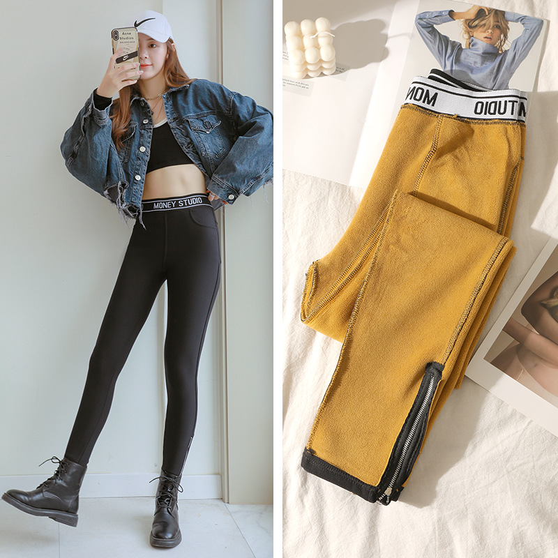 Ginger moisturizing pants, small black pants, outerwear leggings, flexed and thickened nine-point pencil slimming skinny pants for women Specification image