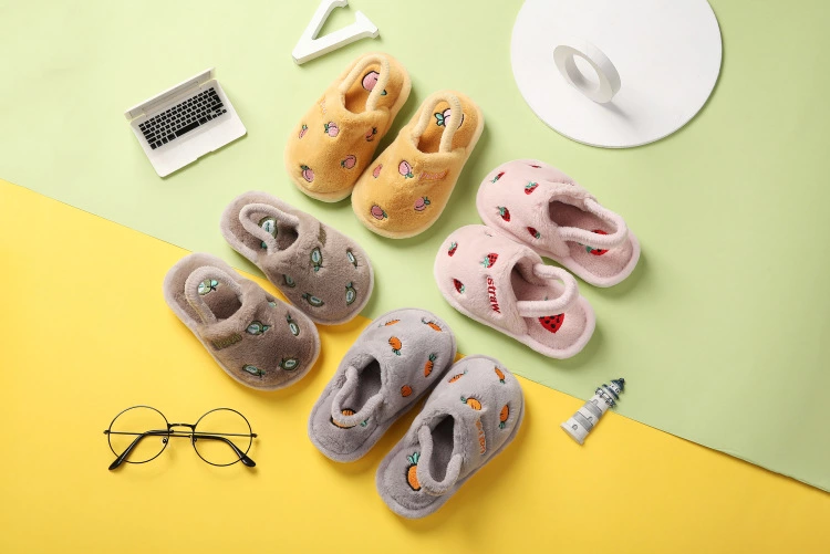 Children's cotton slippers: Warm for boys, anti-slip and anti-shedding for indoor use in winter. Cute cartoon baby slippers for girls Specification drawing