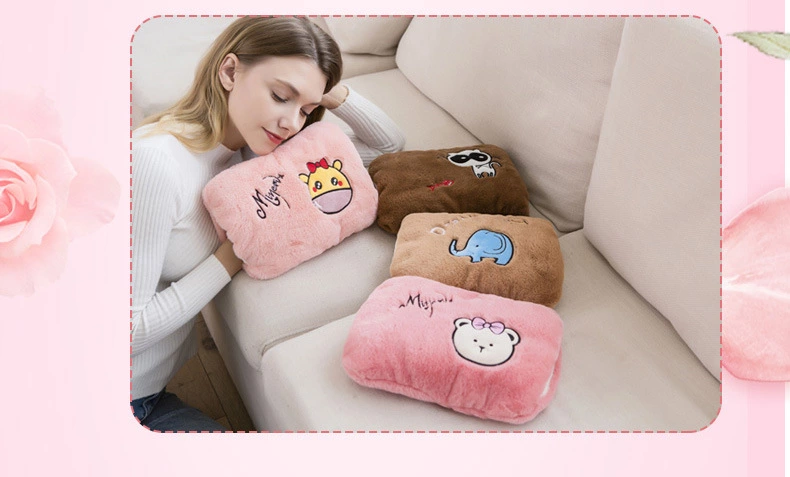 Cartoon dual-plug rechargeable rabbit fur hot water bag Hand warmer, electric warm water bag detachable explosion-proof hot water bag factory direct sales h Item Picture
