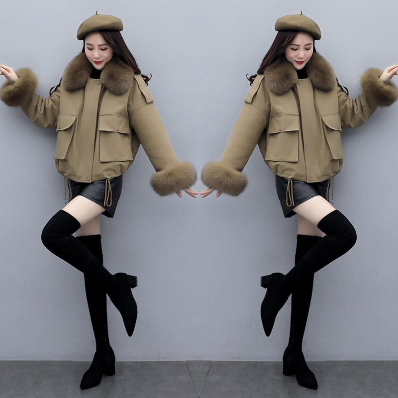 Down cotton-padded jacket for women, short style 2020 winter new Korean style, fashionable and loose, petite petite parka cotton-padded jacket with down cotton-padded jacket details Picture