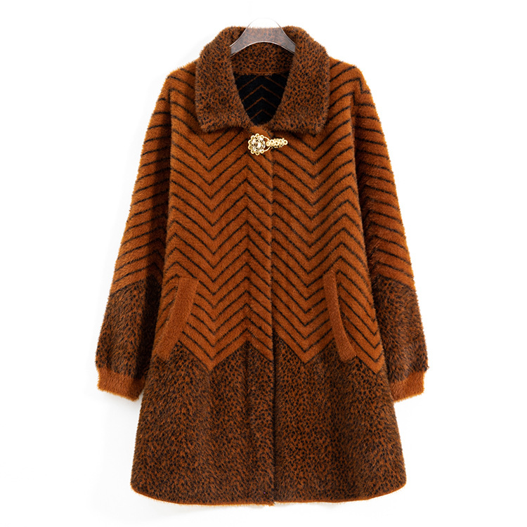 Factory direct sales of best-selling thickened and warm coats for middle-aged and elderly mothers, elegant imitation mink fleece jackets for women, mid-length style