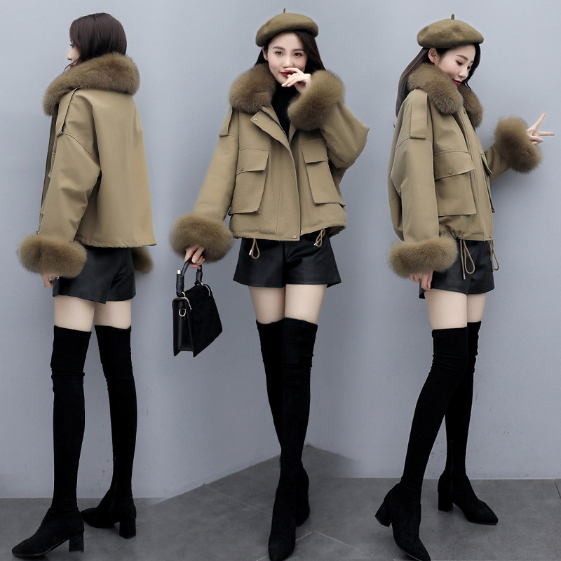 Down cotton-padded jacket for women, short style 2020 winter new Korean style, fashionable and loose, petite petite parka cotton-padded jacket with down cotton-padded jacket Specification image