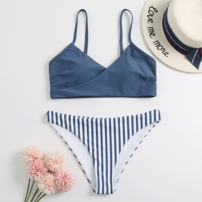 New strap bikini 2020 Amazon Swimwear Wholesale two-sided plain swimwear