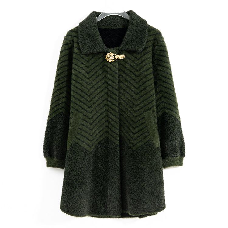 Factory direct sales of best-selling thickened and warm coats for middle-aged and elderly mothers, elegant imitation mink fleece jackets for women, mid-length style Item Picture
