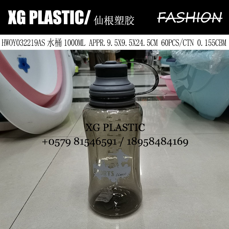 Water bottle 1000ML plastic large capacity outdoor sports kettle printed with scale fashion water bottle foreign trade explosion