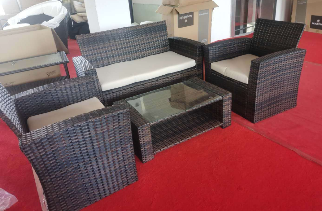 Luxury rattan sofa 4 piece set leisure balcony garden courtyard outdoor furniture 4 piece set
