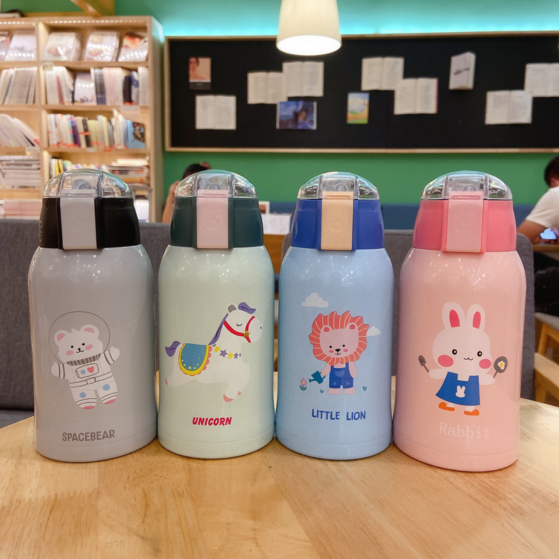 316 Smart Thermos Cup Temperature Display Straw Cup Large Capacity Water Cup Children's Cartoon Cup Can Be Customized Hair details Picture