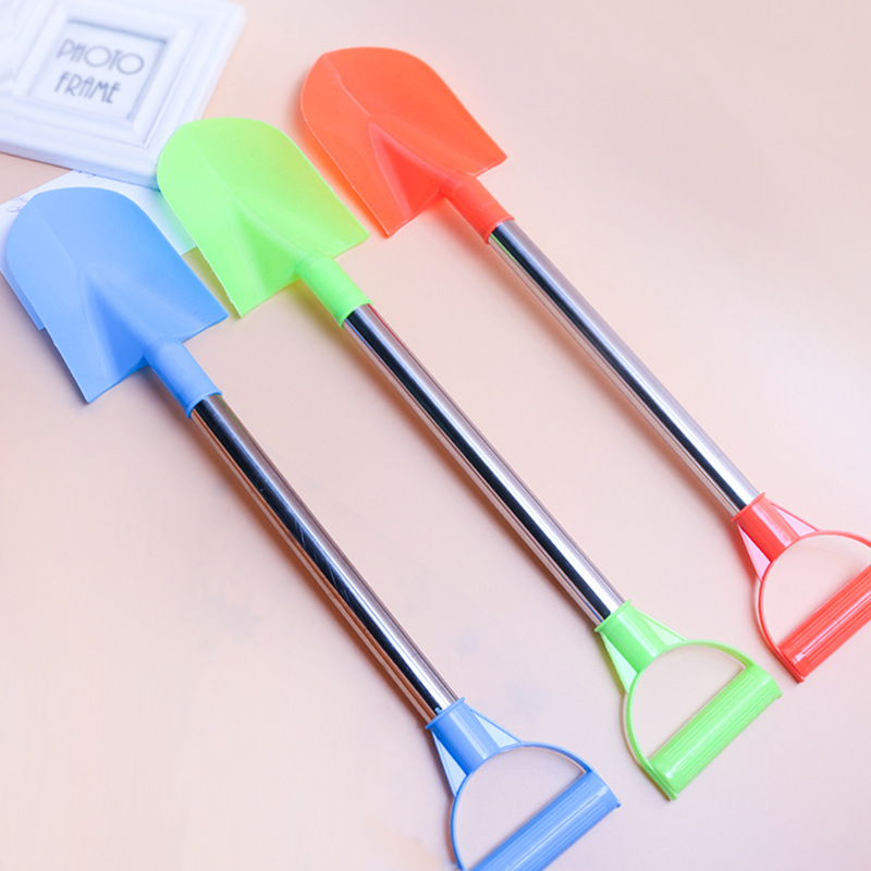 Factory direct sales of beach shovels, children's summer water play toys, shovels for sand play, stainless steel rod plastic beach shovel sets full figure