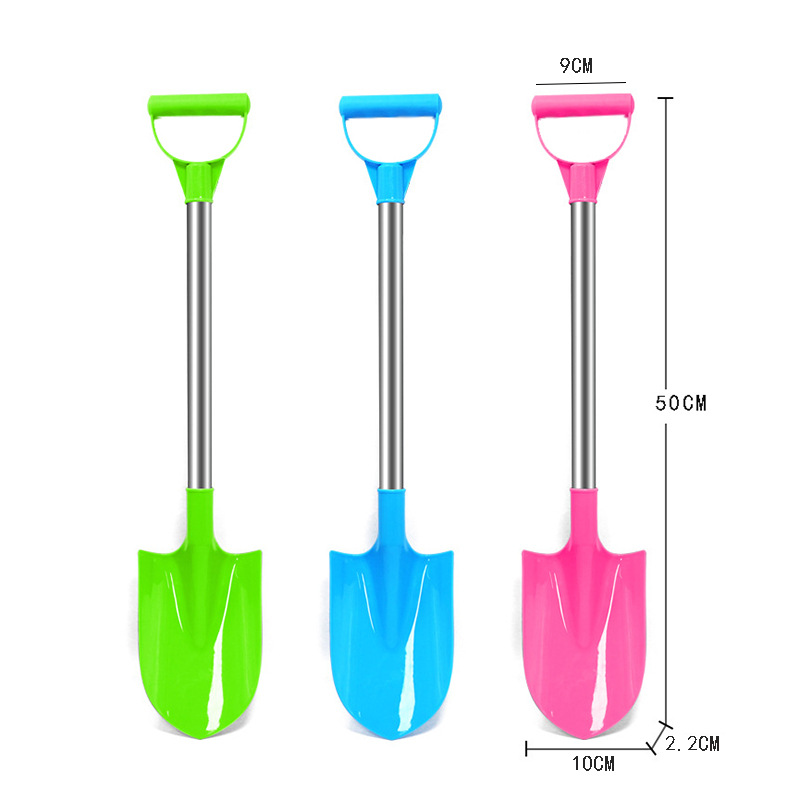 Factory direct sales of beach shovels, children's summer water play toys, shovels for sand play, stainless steel rod plastic beach shovel sets details Picture