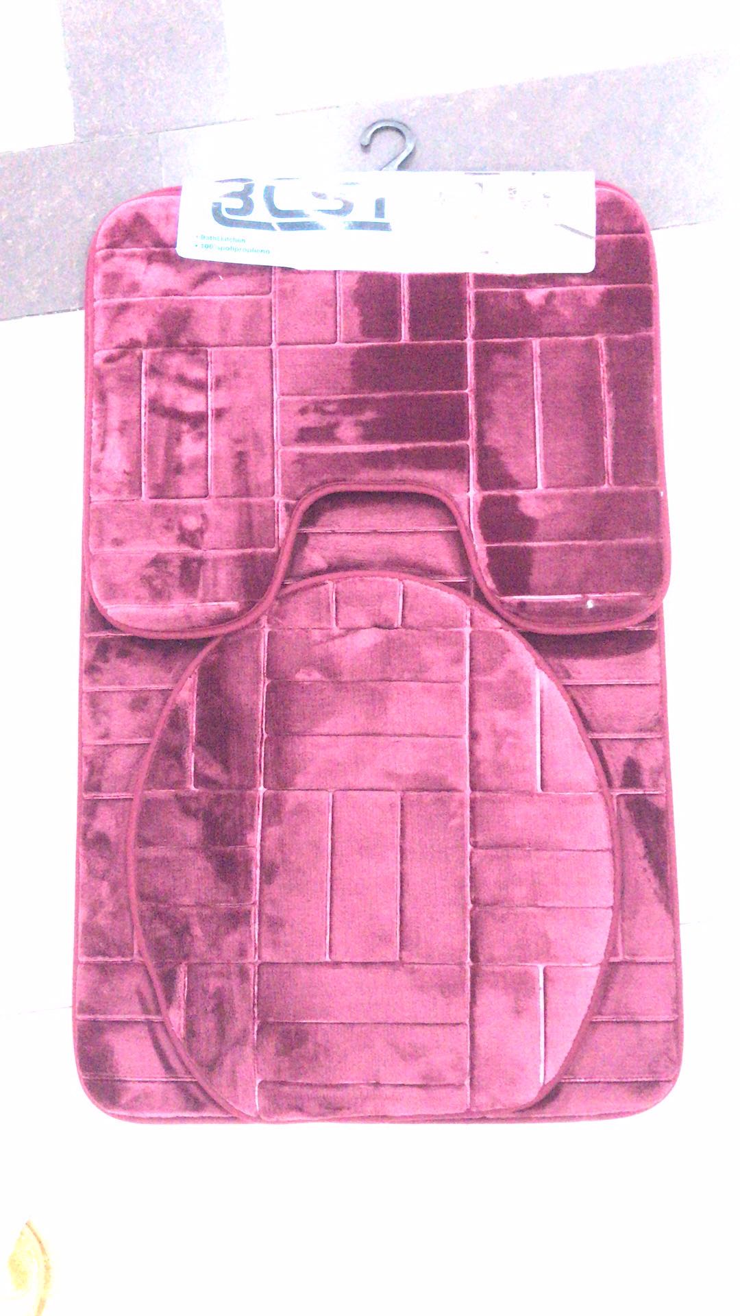 Cross-Border Foreign Trade Cobblestone Flannel Embossed Bathroom Bathroom Three-Piece Floor Mat Application Scenario