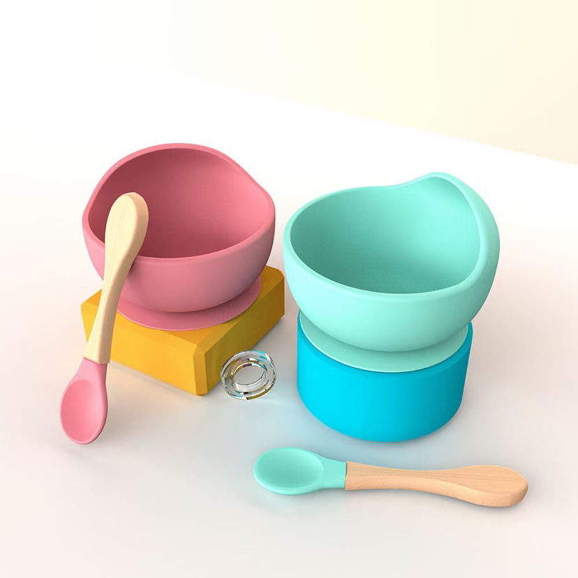 Baby silicone suction bowl, silicone spoon
