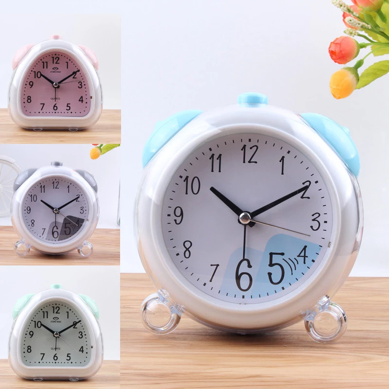 Factory direct sales of transparent crystal dual-bell alarm clock, dual-tone version, night-luminous silent alarm clock, Snooze bed head alarm clock batch full figure
