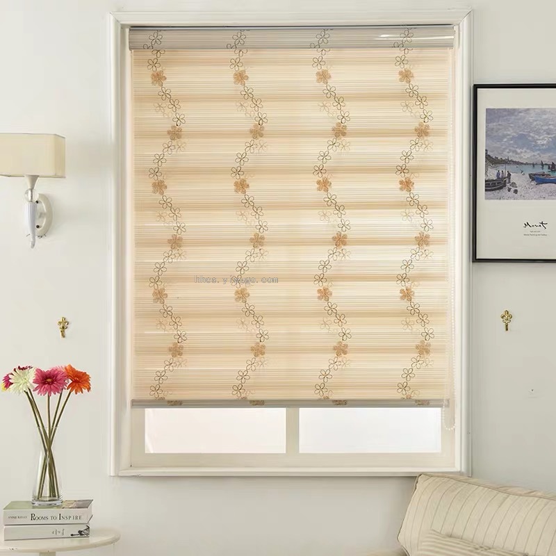 Living room roll curtain bedroom curtain embroidery soft gauze curtain double roll curtain shutter customized products lift shading Specification drawing