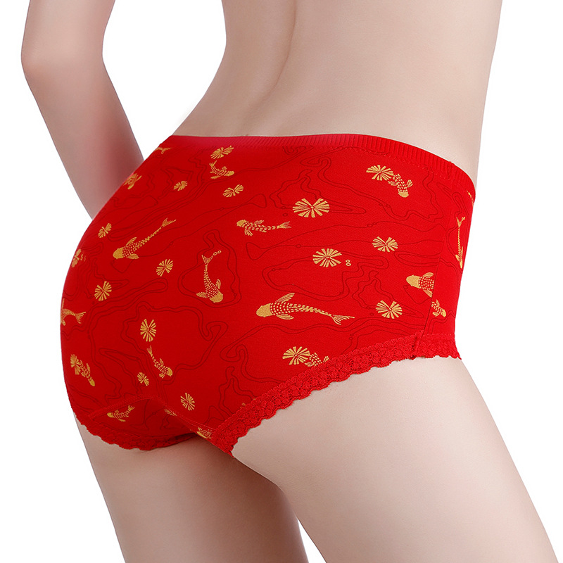 Box set of 4 pairs of graphite antibacterial pure cotton underpants, pure cotton bright red underpants for the year of the zodiac, and festive underpants Application Scenario