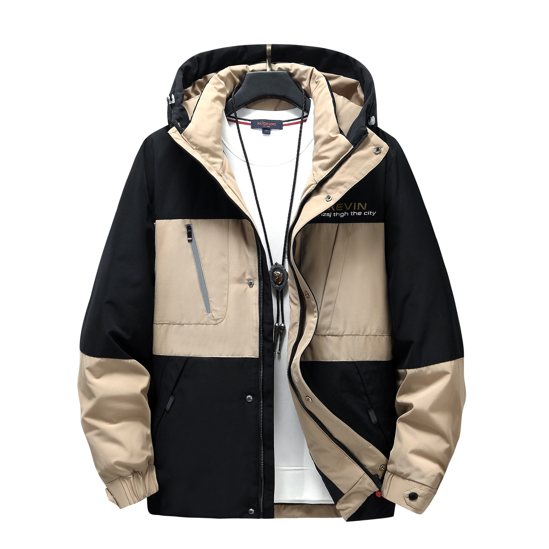 The new men's down jacket is a short workwear with white duck down for outdoor use. It is fashionable, slimming, light and warm. It is a trendy men's jacket Item Picture