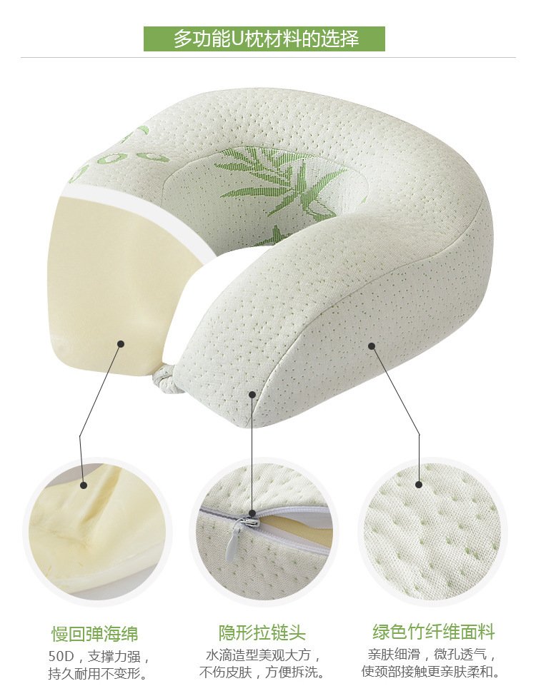 Customized wholesale of bamboo fiber raised neck pillows, neck protection pillows, airplane pillows, travel pillows, office pillows and nap pillows Application Scenario
