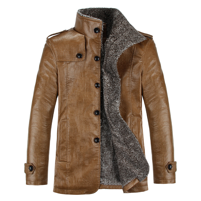 Wholesale of new autumn and winter fur integrated men's fleece leather jackets, mid-length PU leather jackets and men's outerwear Application Scenario