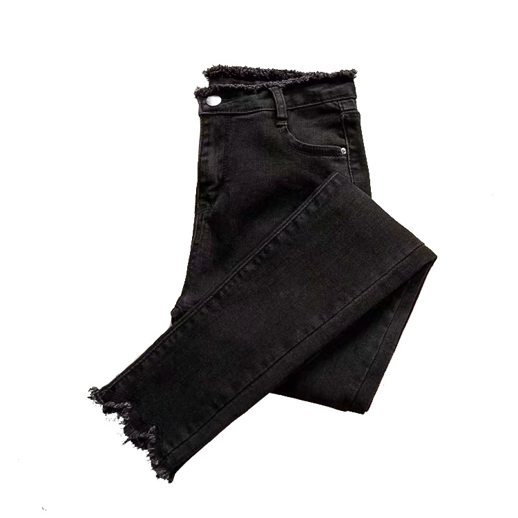 Women's autumn and winter jeans with fleece 2020 new style, high-waisted, slimming straight-leg, small-footed pencil 9-inch pants Item Picture