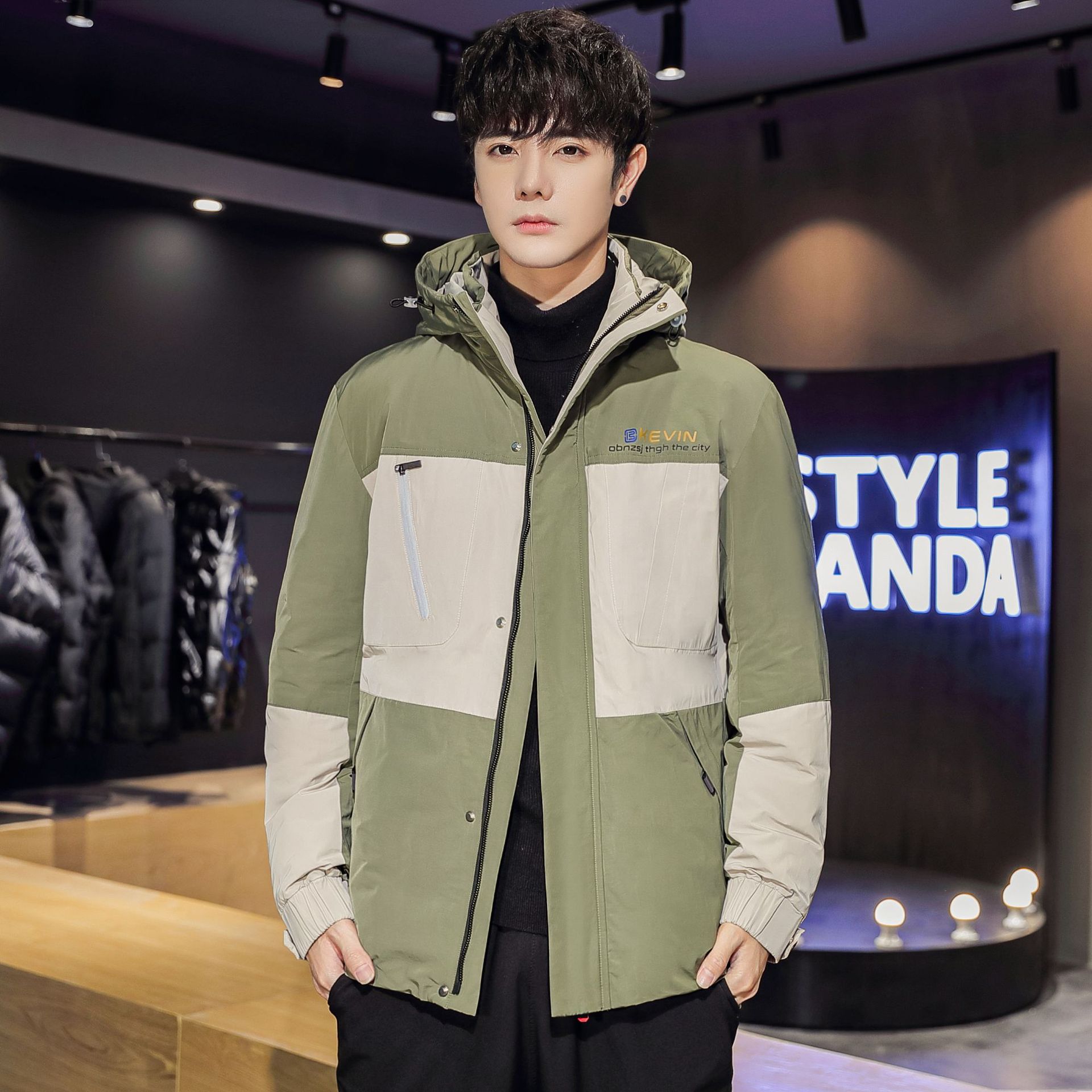 The new men's down jacket is a short workwear with white duck down for outdoor use. It is fashionable, slimming, light and warm. It is a trendy men's jacket Specification image