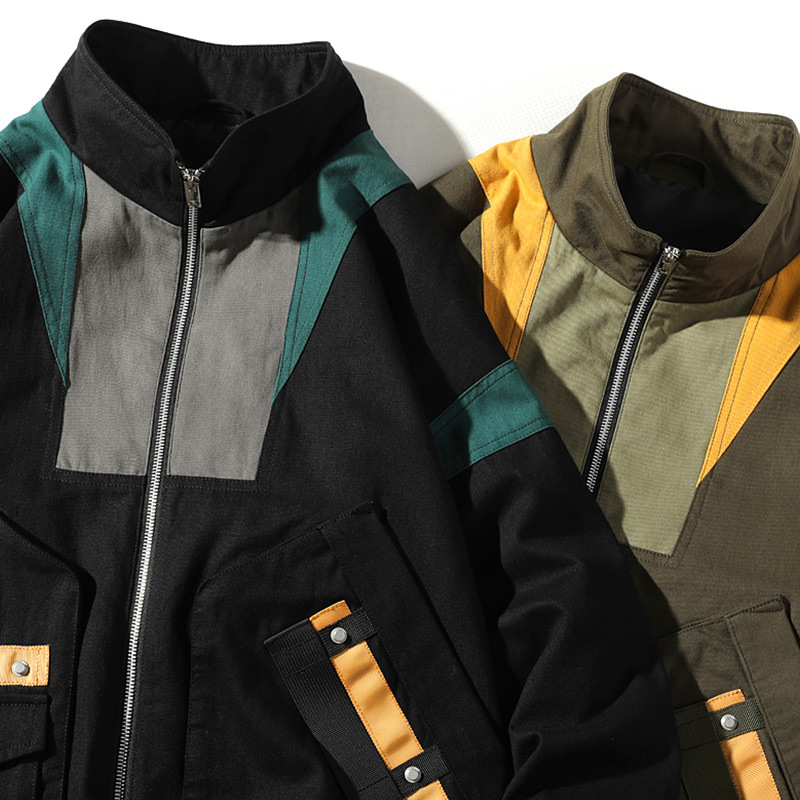 Urban men's wear: New Spring and autumn Hong Kong-style ins stand-up collar loose jackets for men, multi-pocket casual jackets for men Application Scenario
