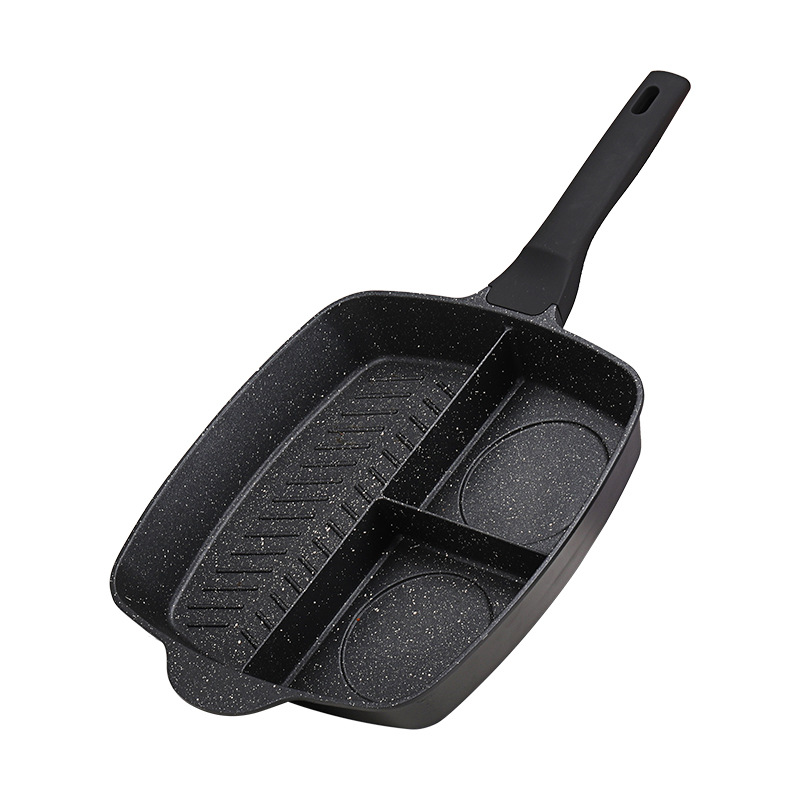 Korean tourmaline non-stick pan three-in-one multi-functional egg-frying flat pan, steak breakfast frying pan, steak pan Item Picture