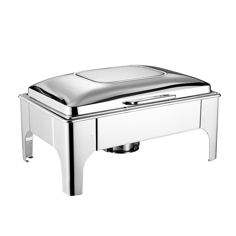 Stainless steel buffet stove, visible hydraulic cover, electric heating, square dining stove, hotel commercial breakfast stove, buffet stove, self-service fast food stove, alcohol hot pot alcohol stove, restaurant buffet store portable alcohol hot pot dining stove Item Picture