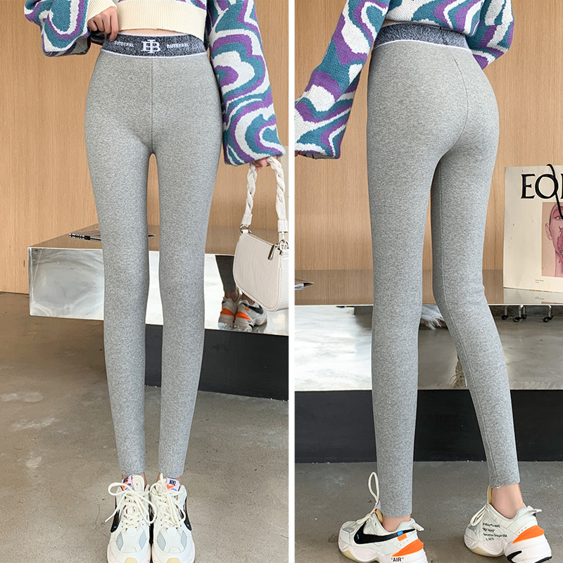 Yiwu autumn and Winter new style fleece and thickened leggings for women to wear as outerwear, large-sized high-waisted, slimming, elastic and warm cotton pants Specification image