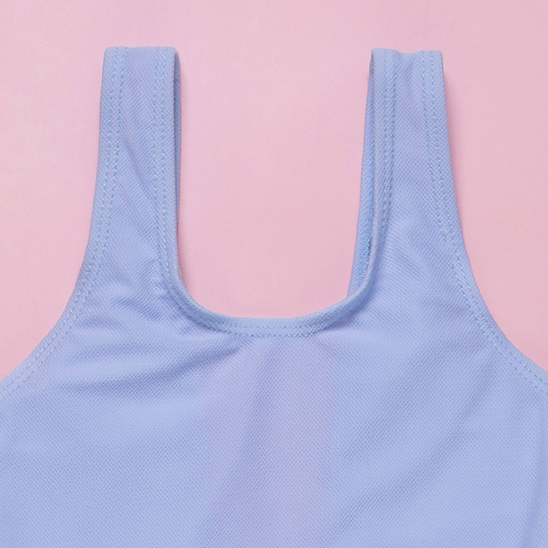 The 2020 new blue striped girls' slimming and belt-covering swimsuit for children's one-piece swimsuit export Specification image