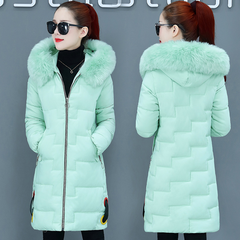 羽绒棉服女中长款2020新款秋冬连帽修身韩版面包服女装加厚棉衣